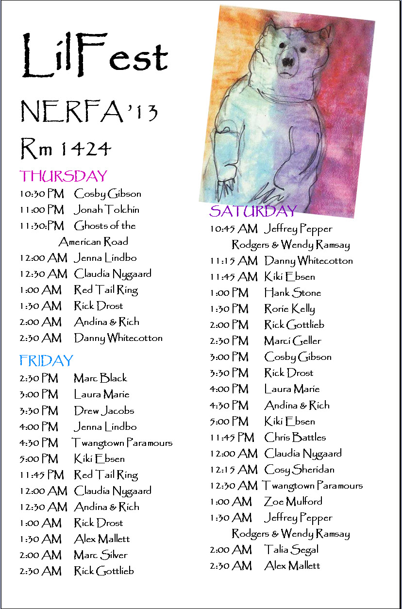 NERFA 2013 Lilfest Schedule